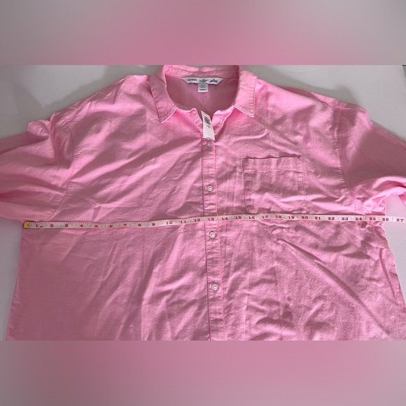 Old Navy Boyfriend Shirt Women’s L Pink Top Button - Picture 6 of 10